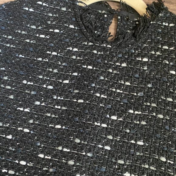 NWT Zara Black Tweed Fringed Dress - Picture 2 of 6